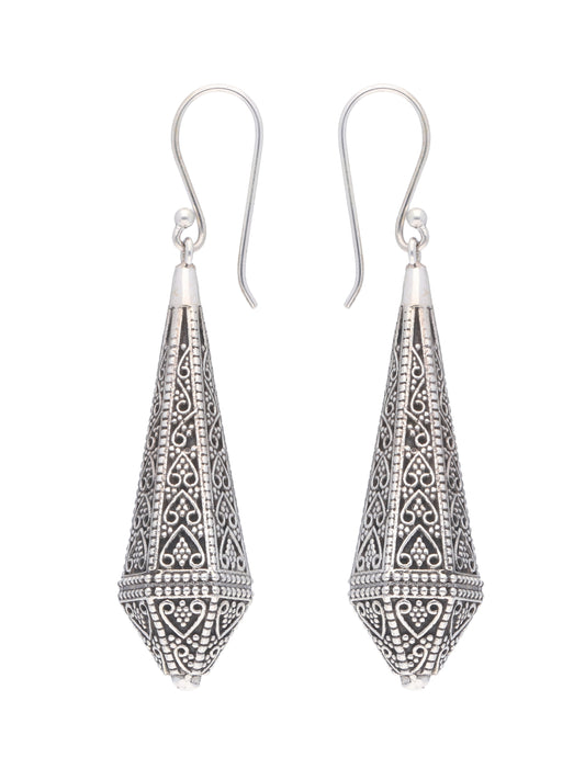 Exquisite Filigree Sterling Silver Teardrop Dangle Earrings