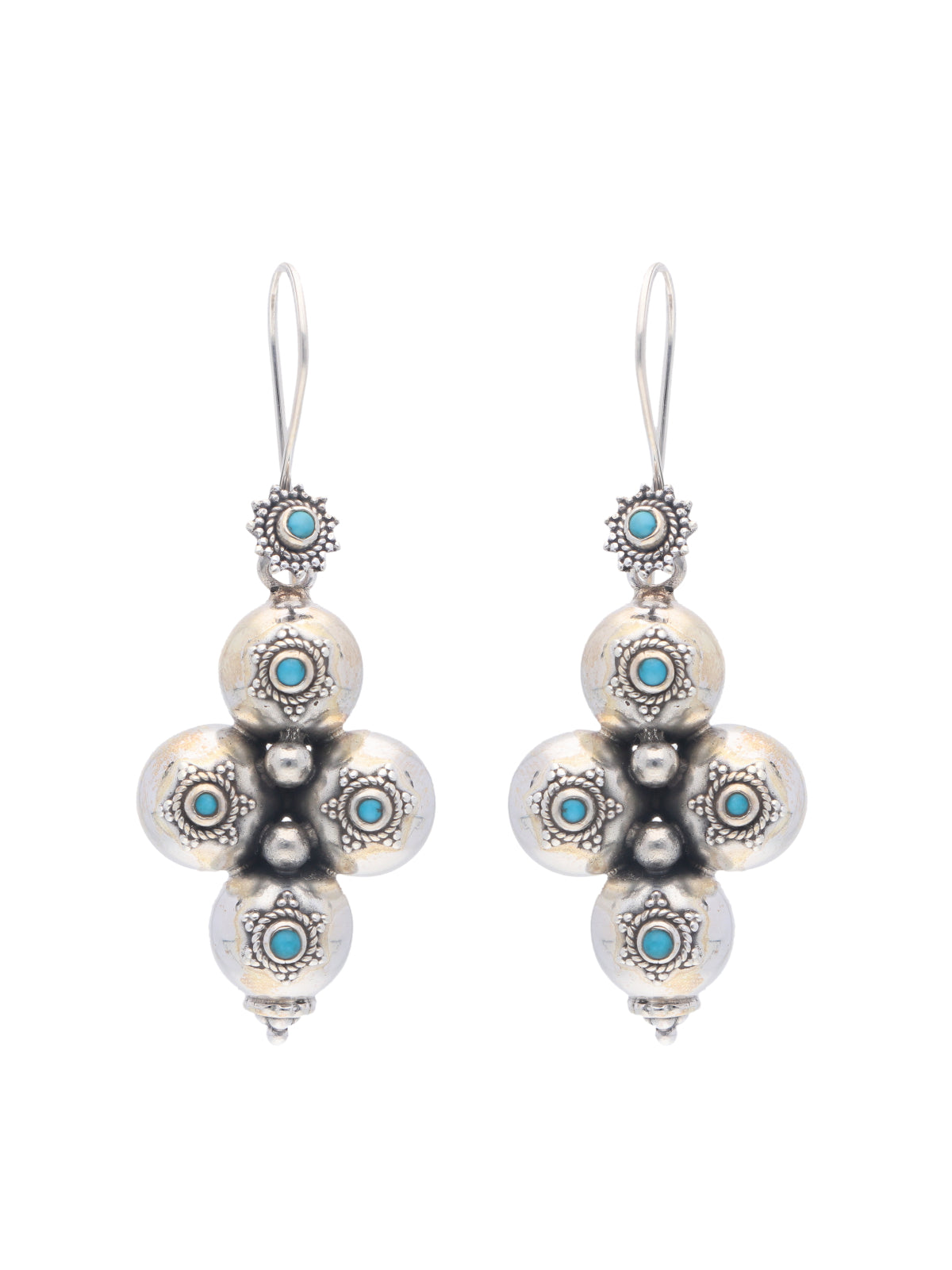 Sterling Silver Turquoise-Embellished Cluster Earrings