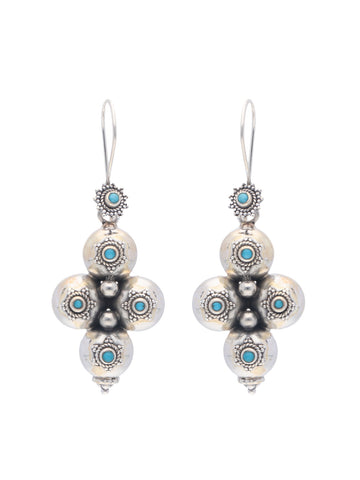 Sterling Silver Turquoise-Embellished Cluster Earrings