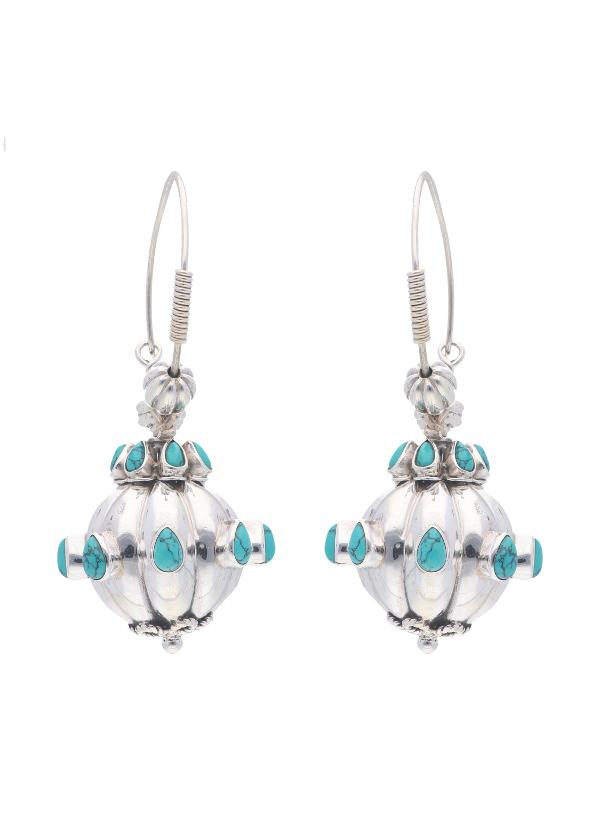 925 Silver Dangle Earrings with Turquoise Gemstones