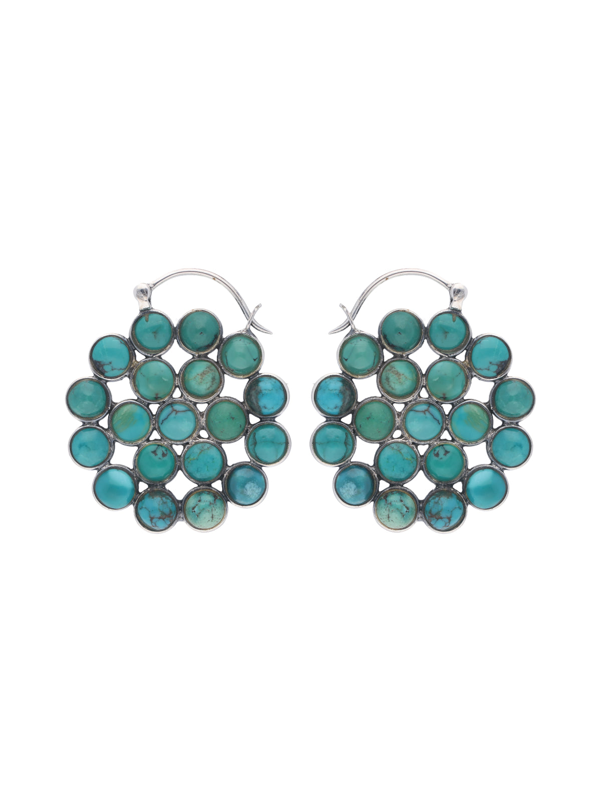 Exquisite Handmade Sterling Silver Earrings with Turquoise Stones