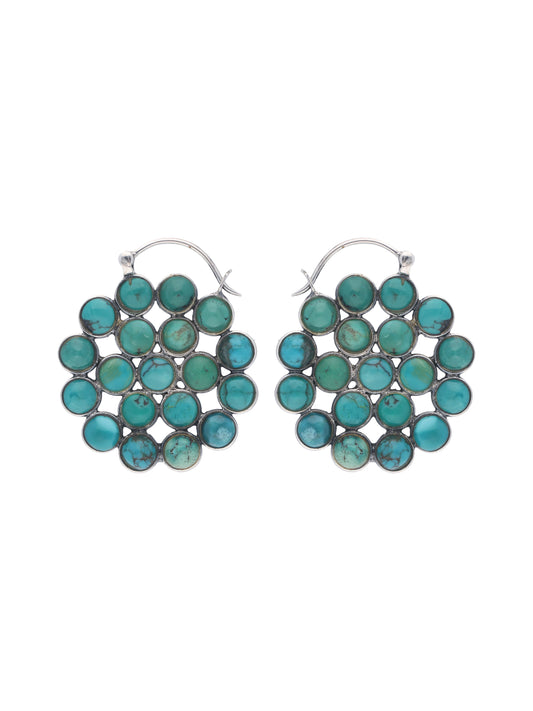 Exquisite Handmade Sterling Silver Earrings with Turquoise Stones