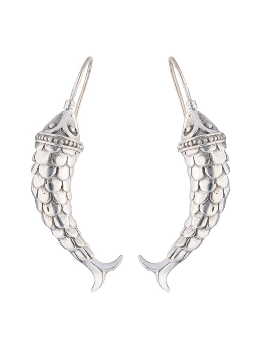 Fish Motif Sterling Silver Earrings