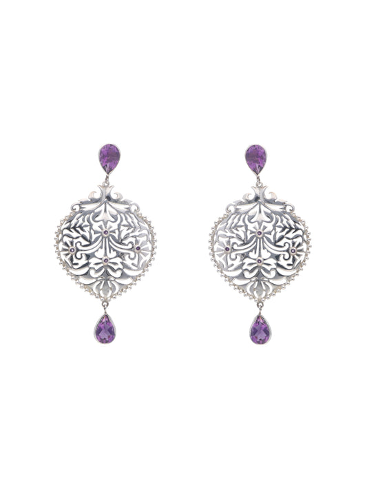 Sterling Silver Amethyst Filigree Earrings