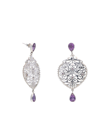 Sterling Silver Amethyst Filigree Earrings