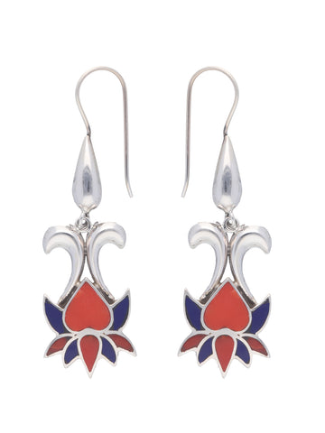 Dual-Tone Lotus Drop Earrings