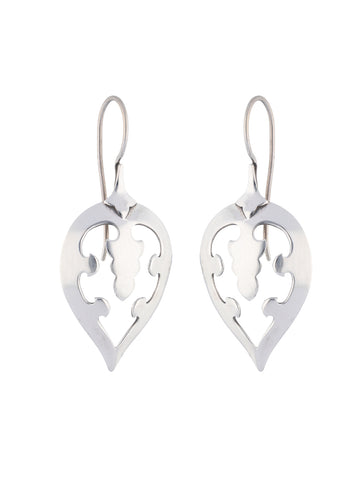 Sterling Silver Filigree Leaf Earrings with Intricate Cut-Out Design