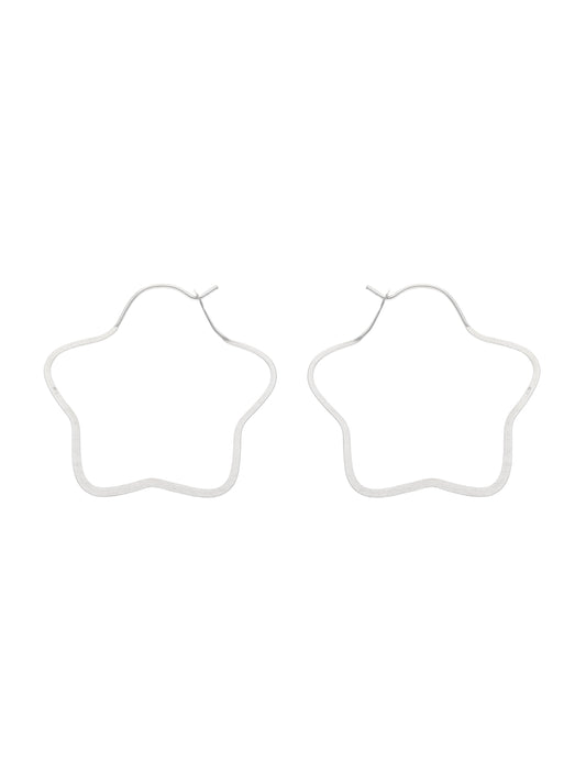 Star-Shaped Sterling Silver Hoop Earrings