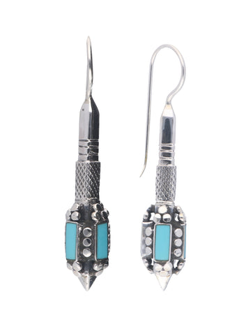 Tribal-Inspired Turquoise Inlay Dagger Earrings