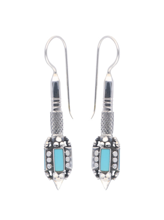 Tribal-Inspired Turquoise Inlay Dagger Earrings