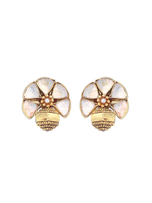 Traditional Gold-Plated Floral Kundan Studs