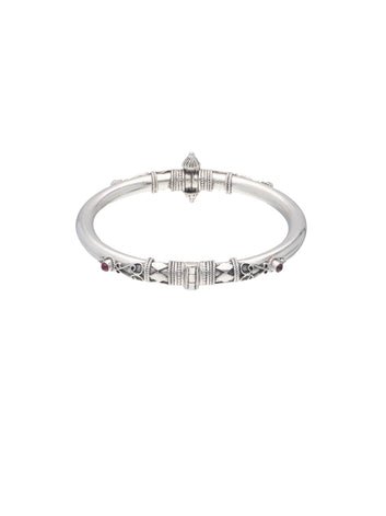 Bangle with Intricate Detailing and Garnet Accents