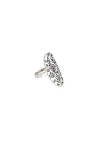 Ornate Floral Filigree Silver Ring