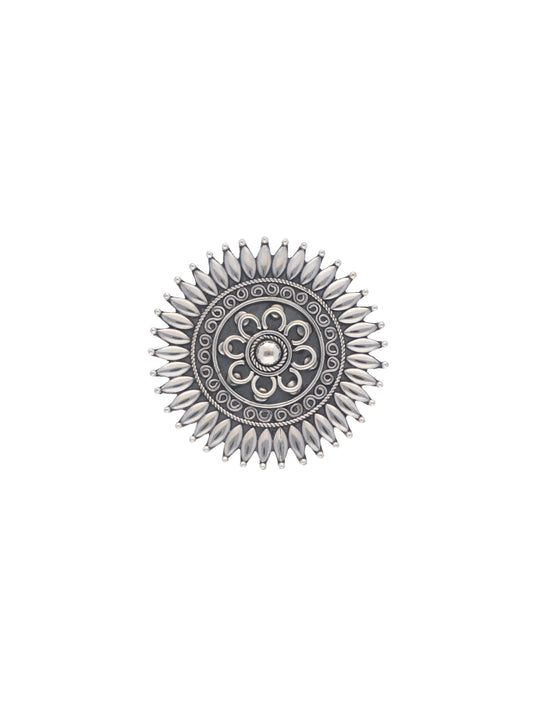 Radiant Sunburst Silver Ring