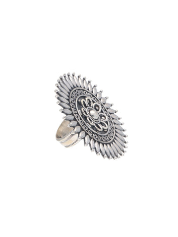 Radiant Sunburst Silver Ring