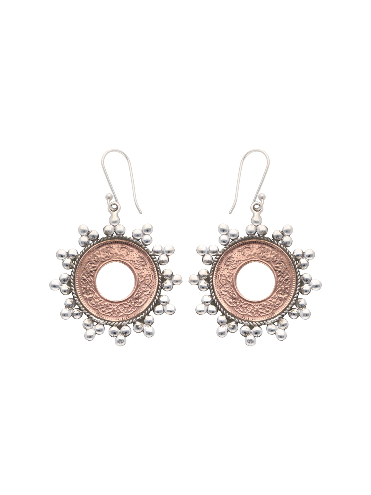 Vintage Coin Medallion Earrings with Silver Beaded Accents