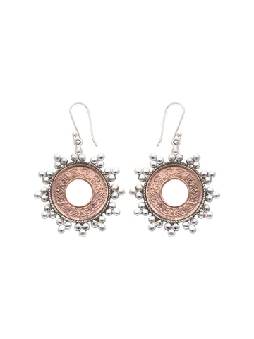 Vintage Coin Medallion Earrings with Silver Beaded Accents