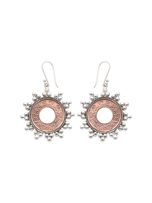 Vintage Coin Medallion Earrings with Silver Beaded Accents