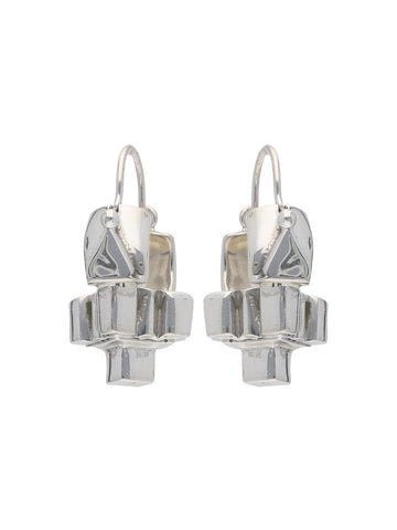 Geometric Sculptural Silver Earrings with Modern Design