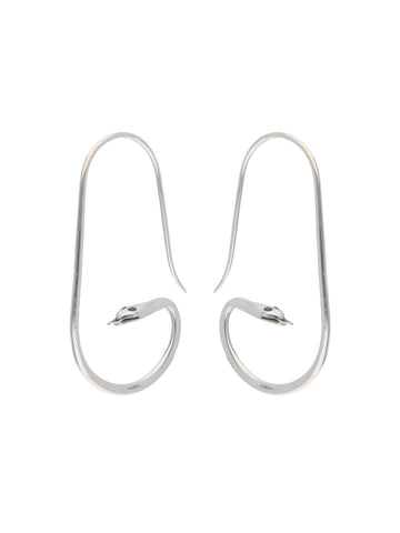 Minimalist Silver Snake Hoop Earrings