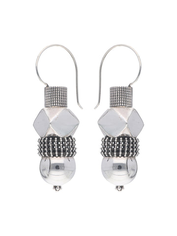 Geometric Silver Dangle Earrings