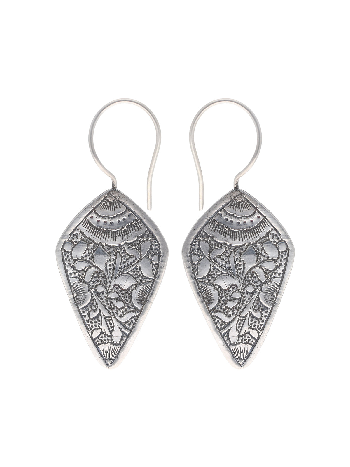 Etched Silver Floral Earrings