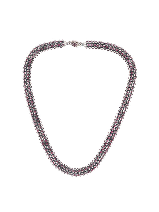 Garnet Cluster 925 Silver Necklace