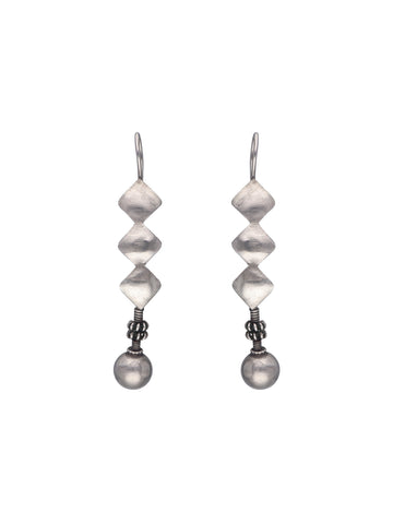 Geometric Silver Drop Earrings