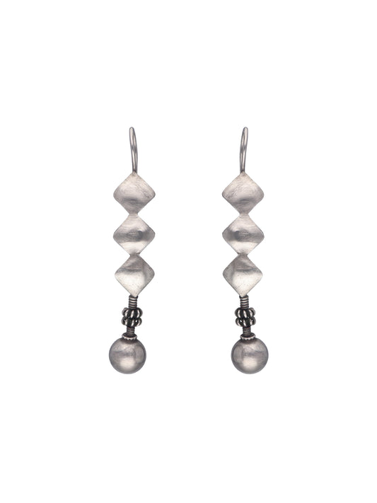 Geometric Silver Drop Earrings