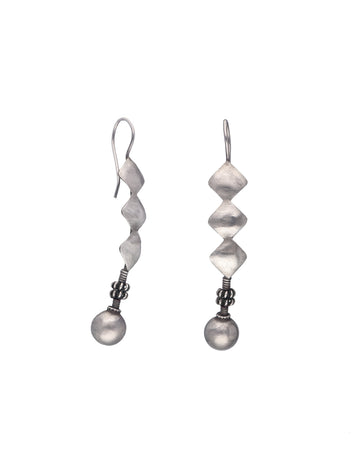 Geometric Silver Drop Earrings