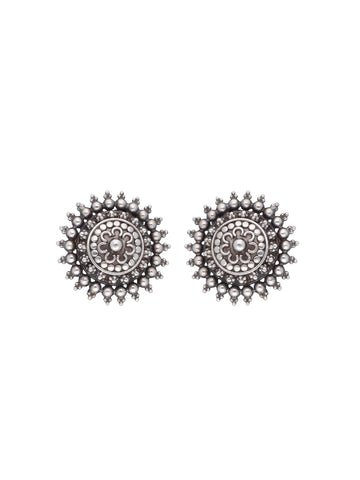 Vintage Floral Silver Studs