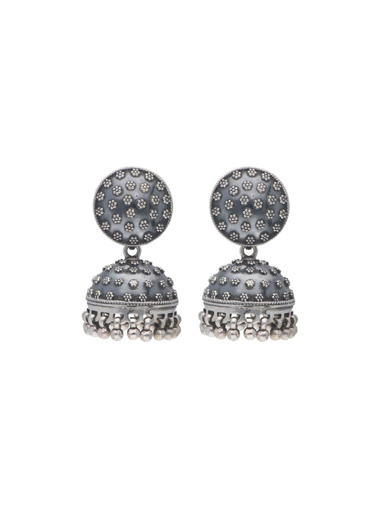 Antique Silver Oxidized Jhumka Earrings