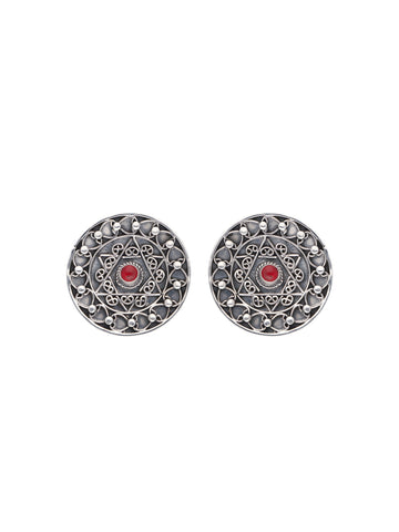 Red Coral Mandala Earrings