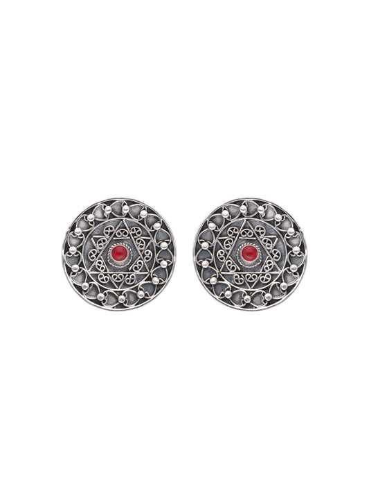 Red Coral Mandala Earrings