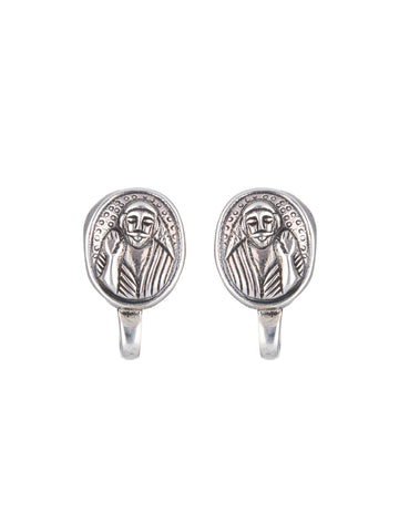 Sacred Engraved Silver Studd Earrings