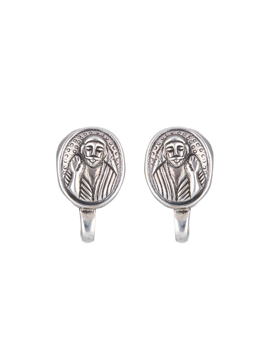 Sacred Engraved Silver Studd Earrings