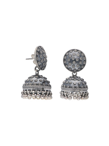 Antique Silver Oxidized Jhumka Earrings