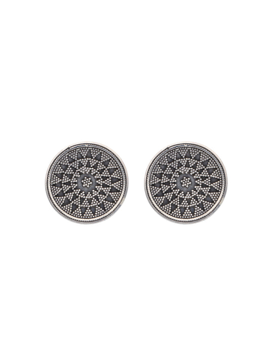 Geometric Mandala Silver Earrings