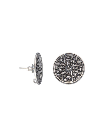 Geometric Mandala Silver Earrings