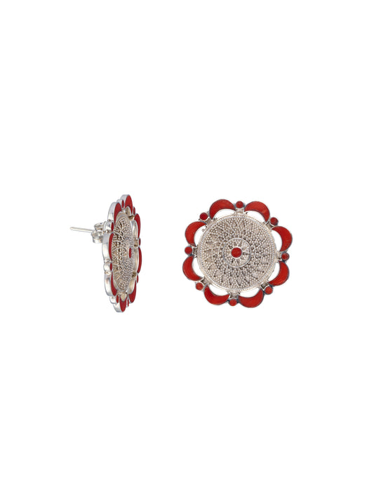 Red Coral Mandala Earrings