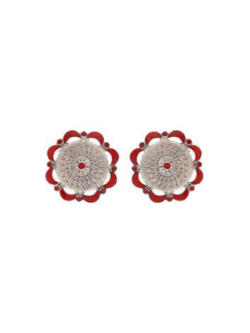 Red Coral Mandala Earrings