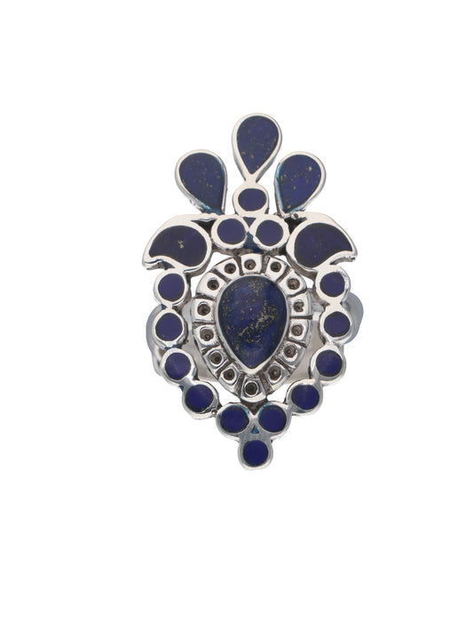 Radiant Lapis Elegance Silver Ring